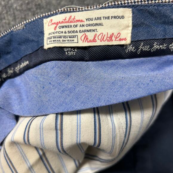 Scotch‎ & Soda Flat Front Dress Pants Mens 33/32 Gray Slim Fit Houndstooth Chino - Picture 5 of 10